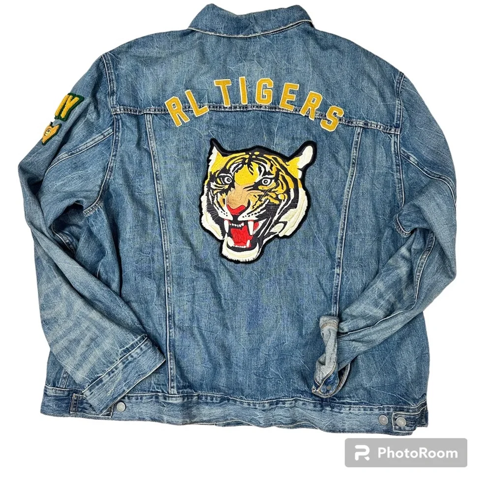 Polo Ralph Lauren Denim “RL Tigers” Jean Jacket 3xlt - Picture 1 of 7